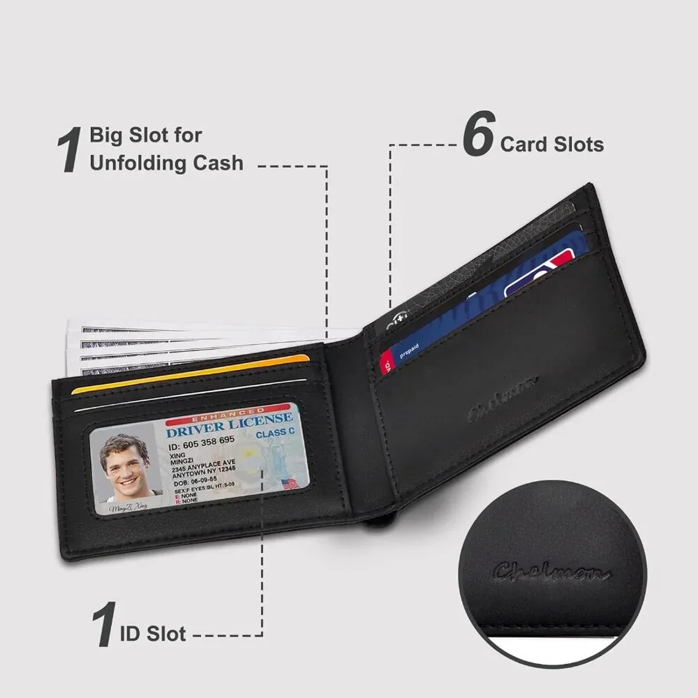 Wallet for Men ID Window with RFID Blocking Front Pocket Minimalist Bifold